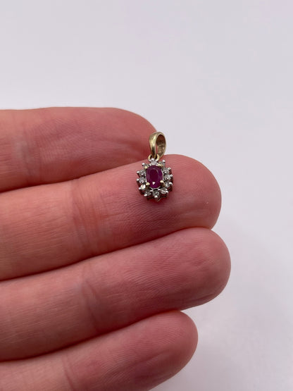 9ct gold ruby and diamond pendant