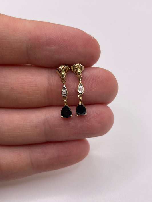 9ct gold sapphire and diamond earrings