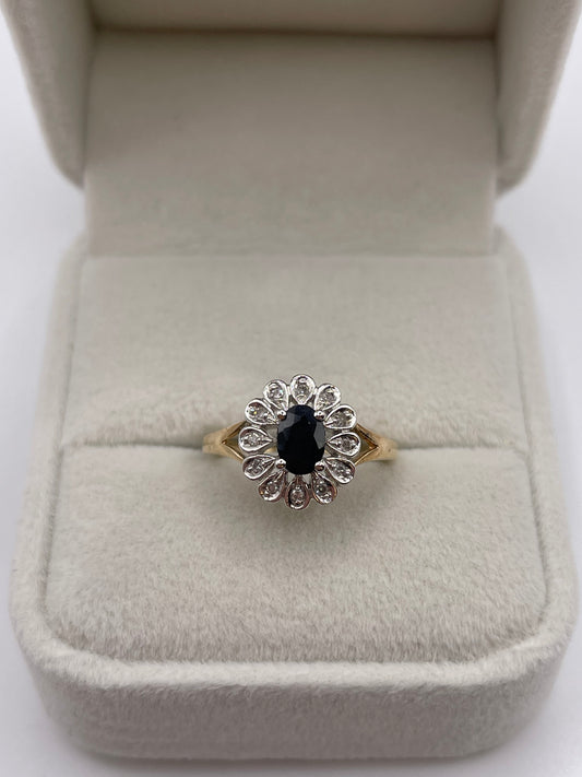 9ct gold sapphire and diamond ring