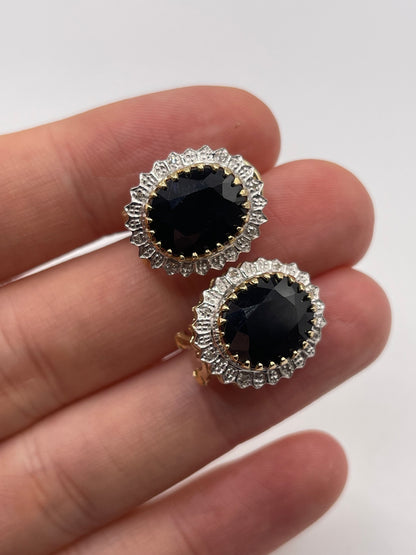9ct gold sapphire and diamond earrings