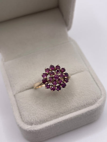 9ct gold ruby cluster ring