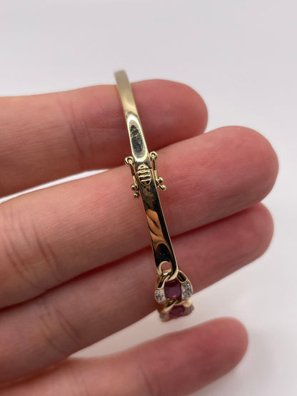 9ct gold ruby and diamond bangle