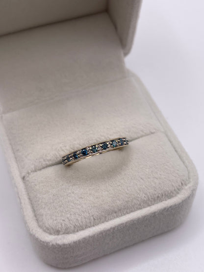 9ct gold blue diamond eternity ring