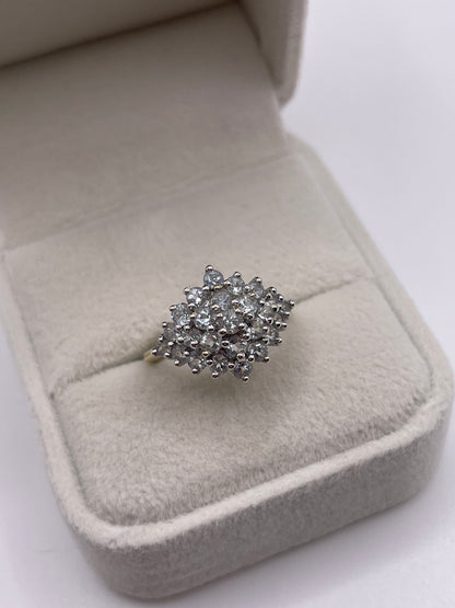9ct gold aquamarine cluster ring