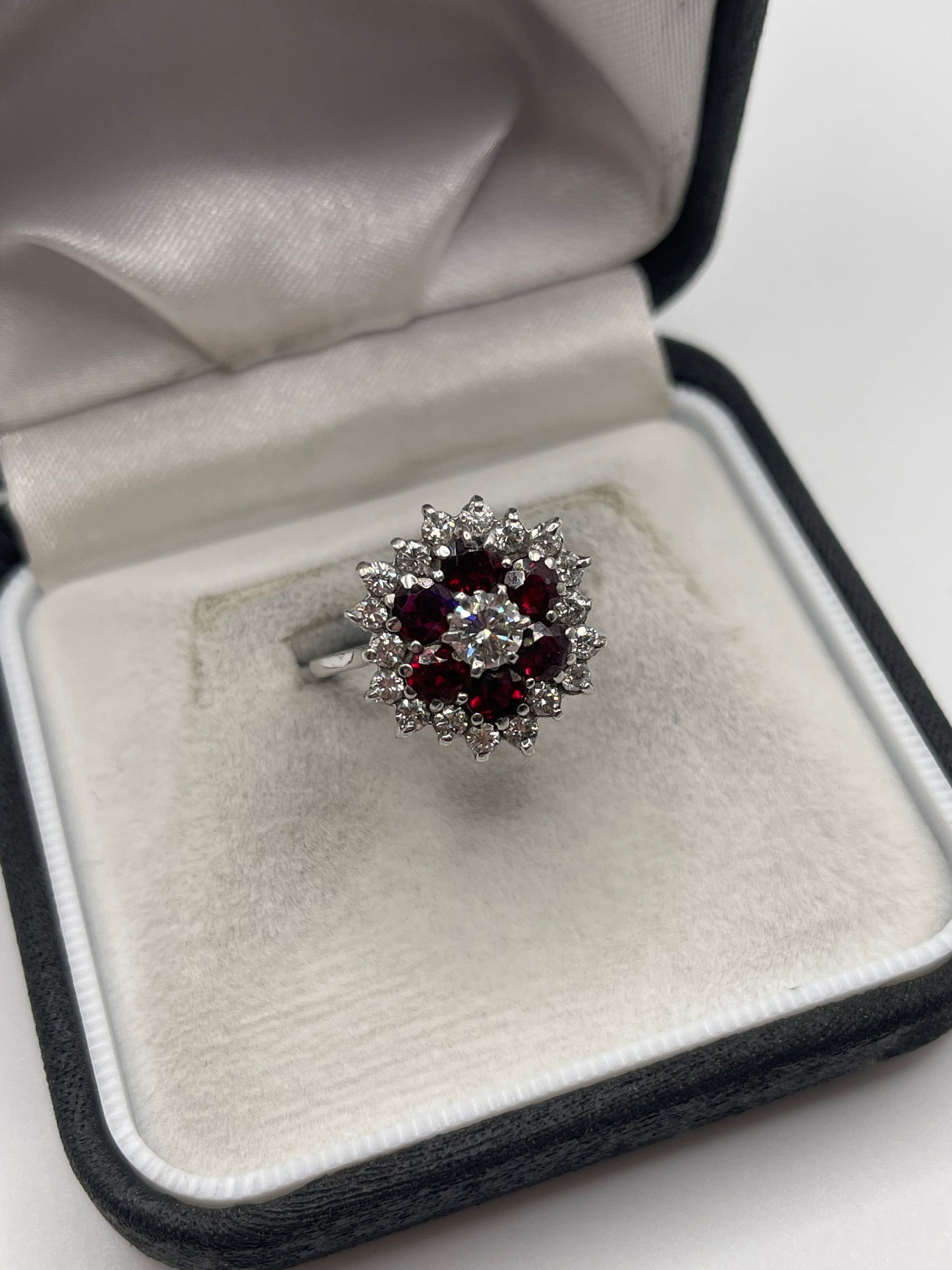 18ct white gold ruby and diamond ring