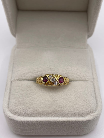 Antique 18ct gold ruby and diamond ring