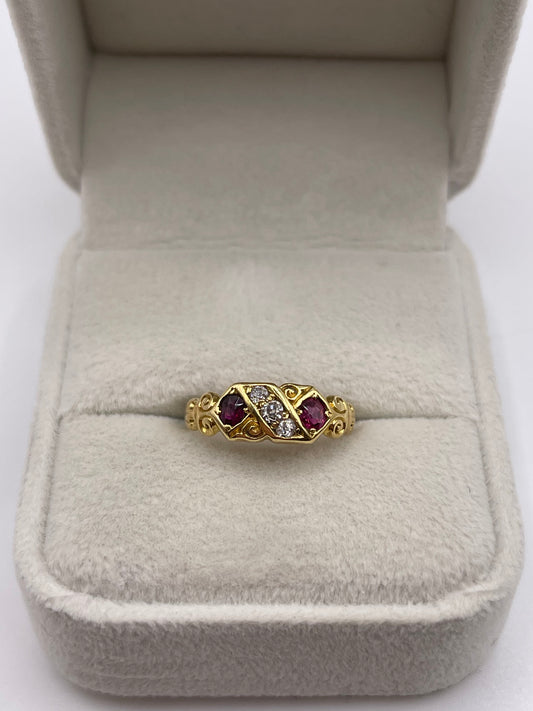 Antique 18ct gold ruby and diamond ring