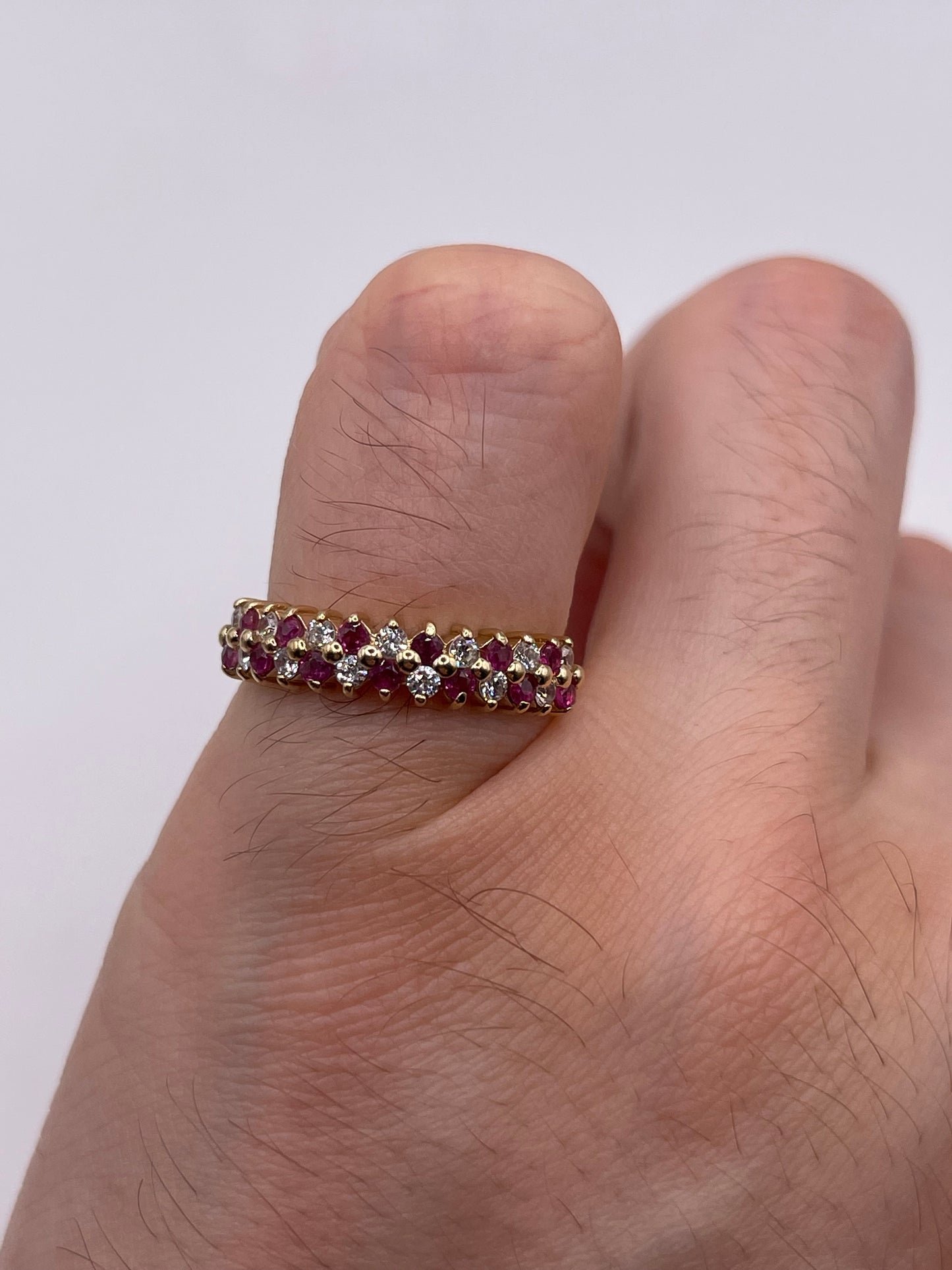 9ct gold ruby and cz ring