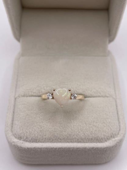 9ct gold opal and zircon ring