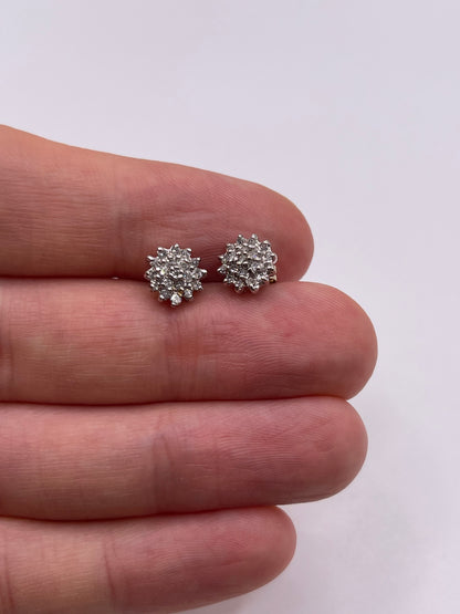 9ct gold diamond cluster earrings