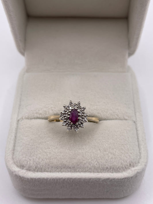 9ct gold ruby and diamond ring