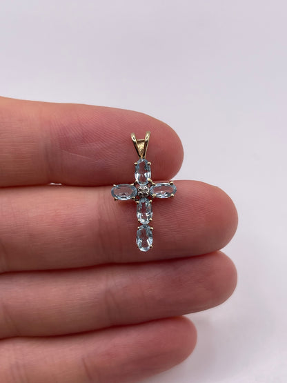 9ct gold topaz and diamond cross pendant