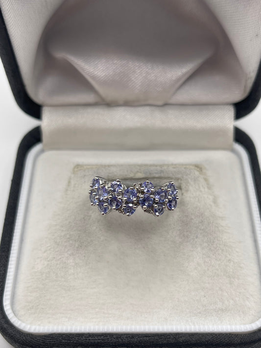 9ct white gold tanzanite and diamond ring