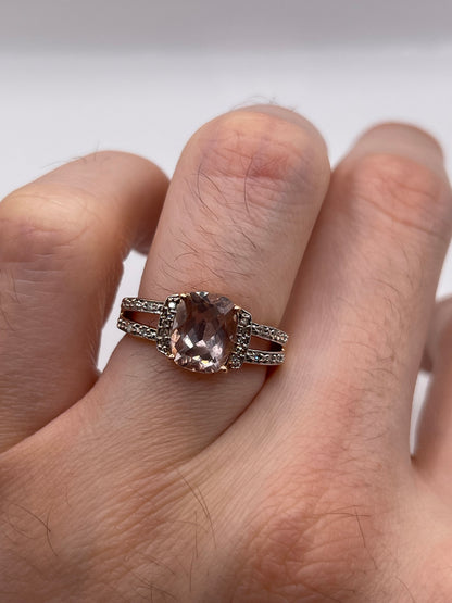 9ct rose gold morganite and diamond ring