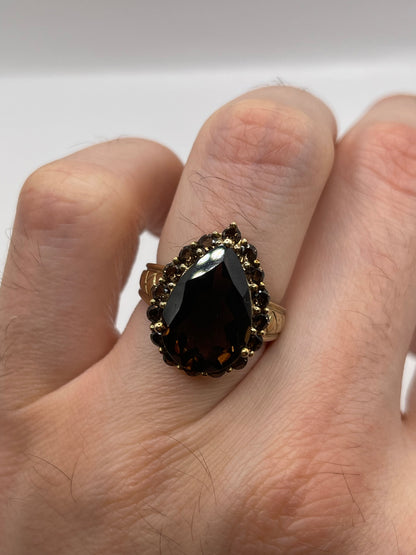 9ct gold Smokey quartz cluster ring
