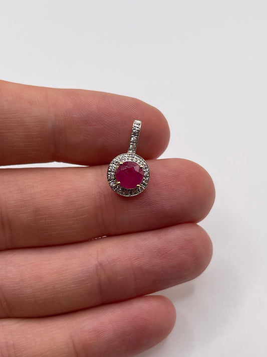 9ct gold ruby and zircon pendant