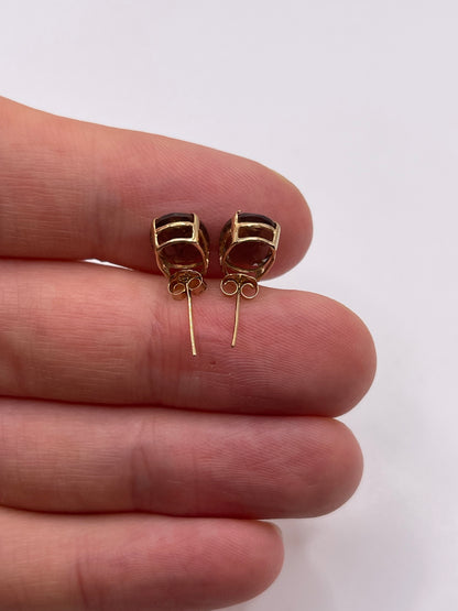 9ct gold Smokey quartz earrings