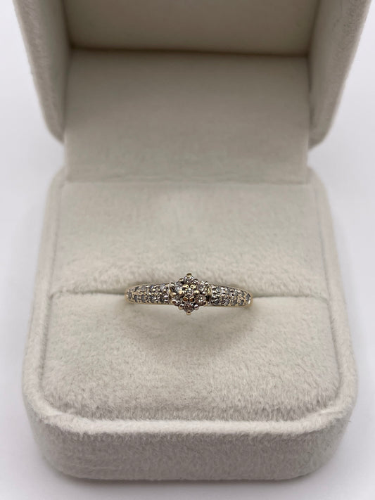 9ct gold diamond cluster ring