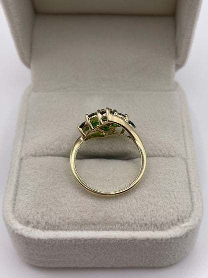 9ct gold diopside cluster ring