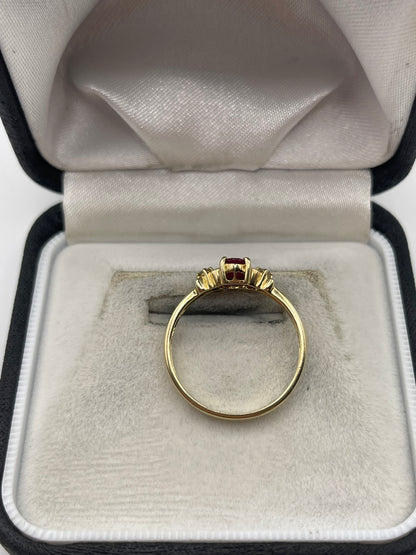9ct gold ruby and diamond ring