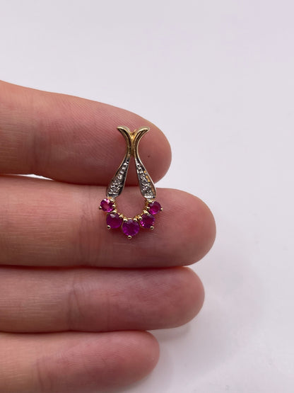9ct gold ruby and diamond pendant