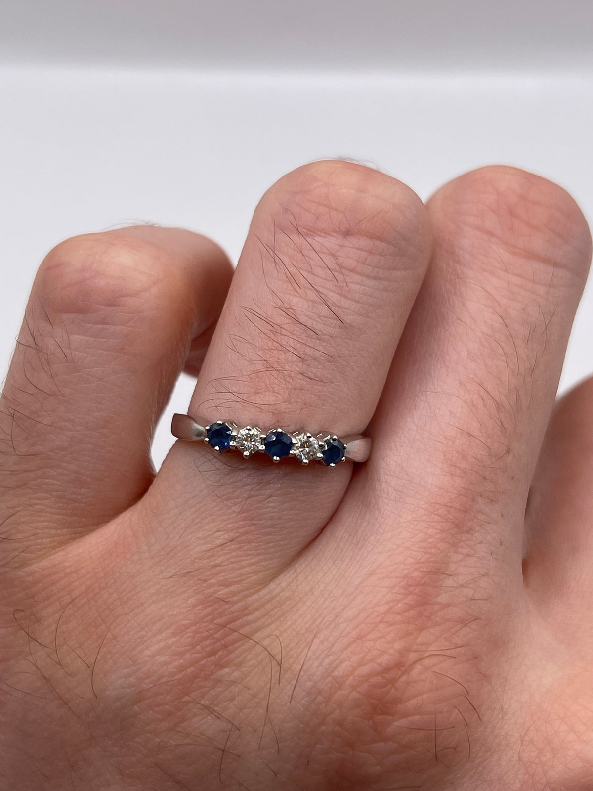 9ct white gold sapphire and diamond ring