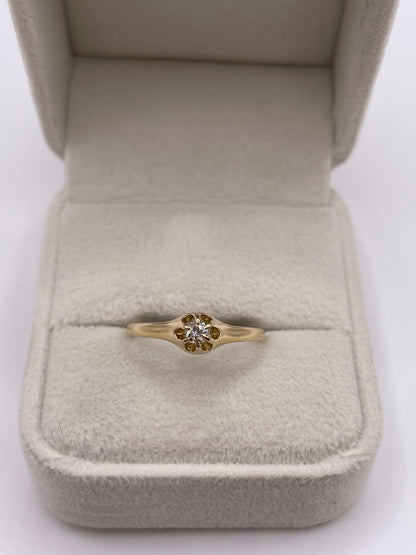 9ct gold old cut diamond gypsy ring