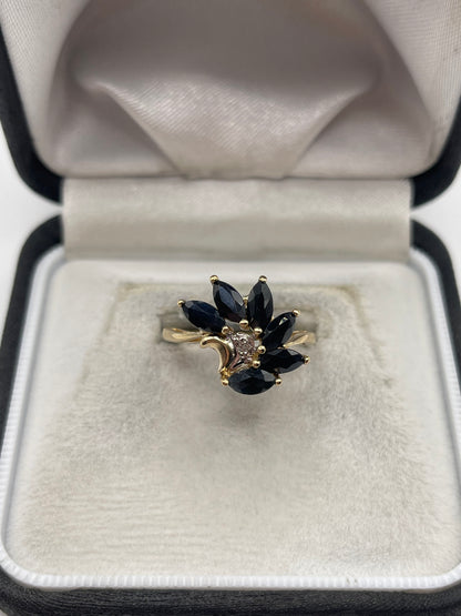 9ct gold sapphire and diamond ring
