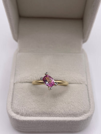 9ct gold pink topaz and diamond ring