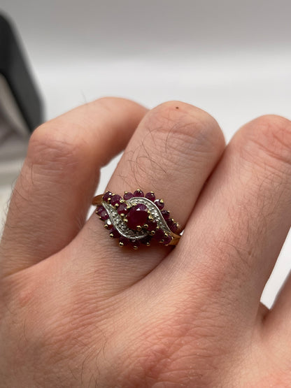 9ct gold ruby and diamond ring
