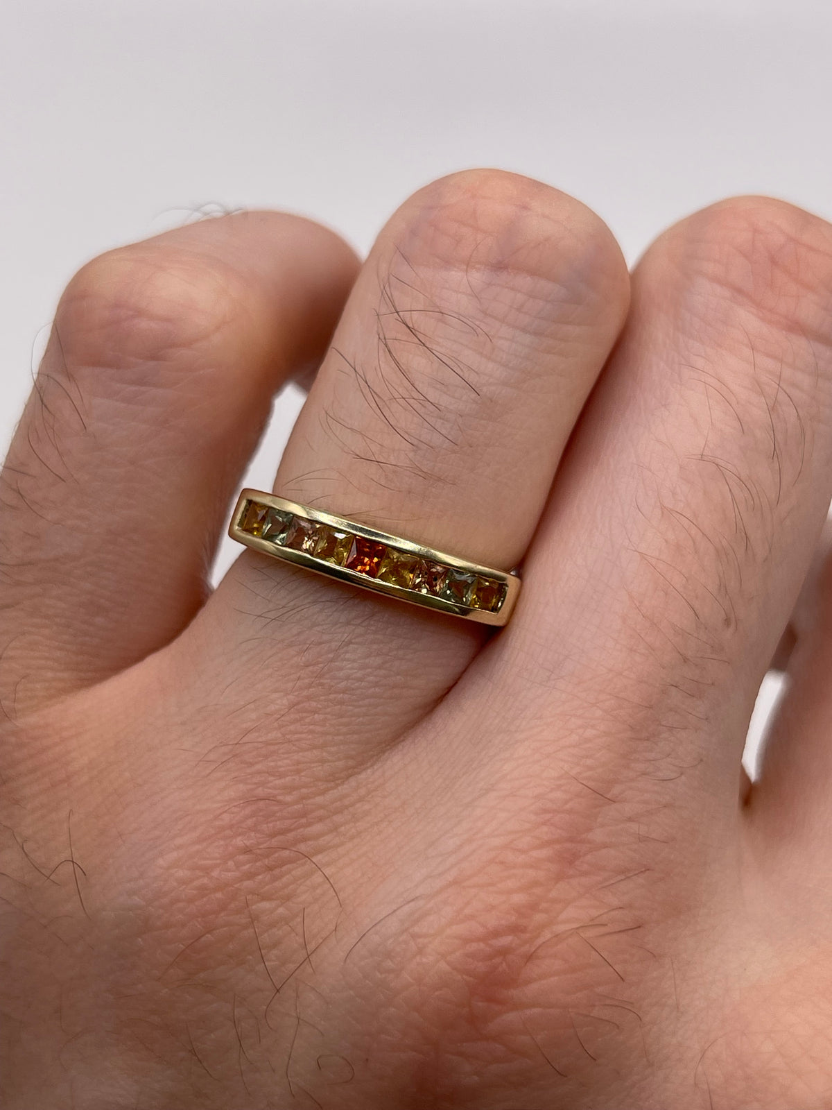 9ct gold multi coloured sapphire ring
