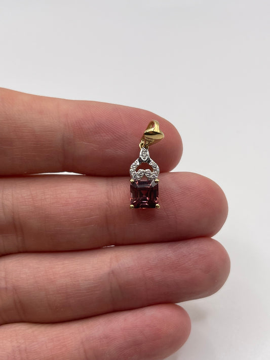 9ct gold tourmaline and zircon pendant