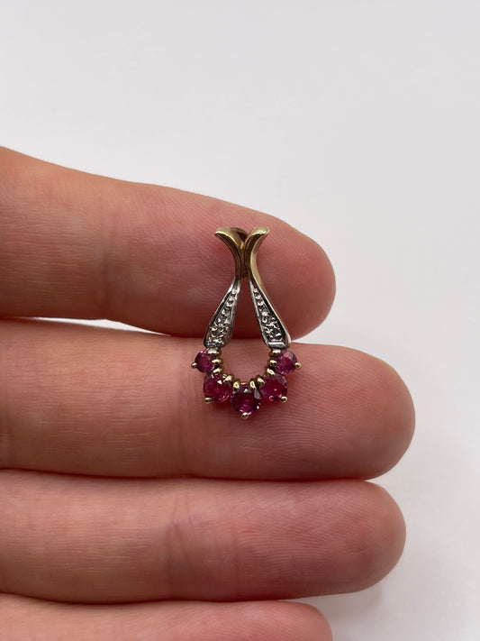 9ct gold ruby and diamond pendant