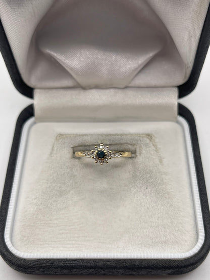 9ct gold sapphire and diamond ring