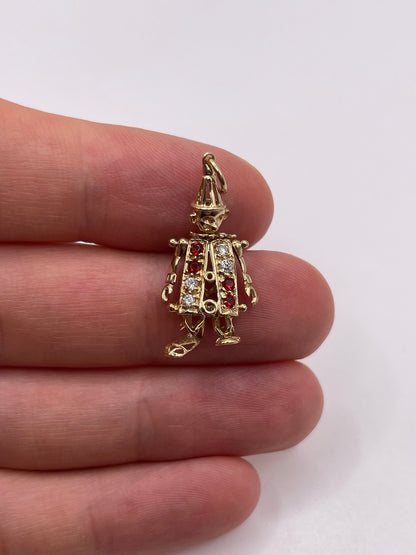9ct gold cz clown pendant