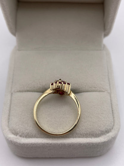 9ct gold ruby cluster ring