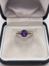 Load image into Gallery viewer, 9ct gold amethyst and diamond ring
