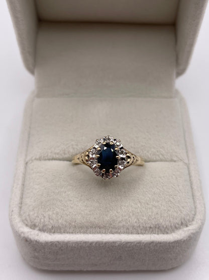 9ct gold sapphire and diamond ring