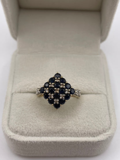 9ct gold sapphire cluster ring