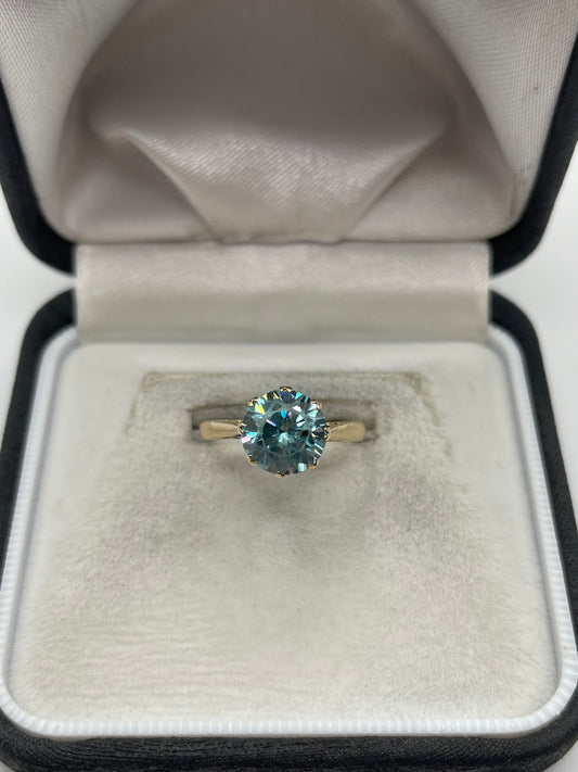 9ct gold blue zircon ring