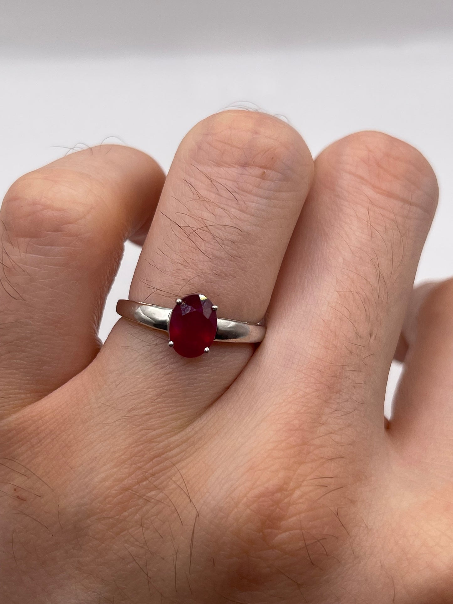 9ct white gold ruby ring