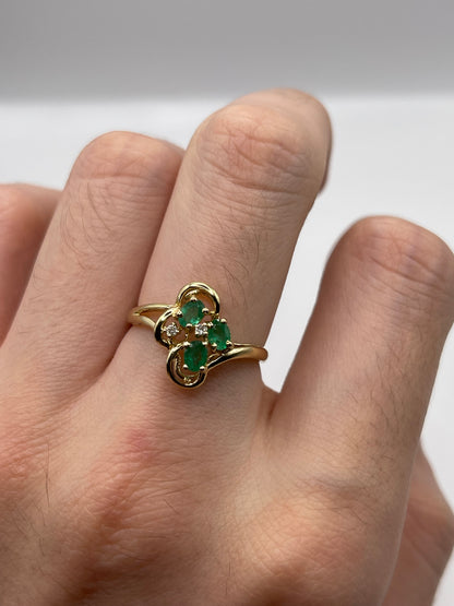 9ct gold emerald and diamond ring