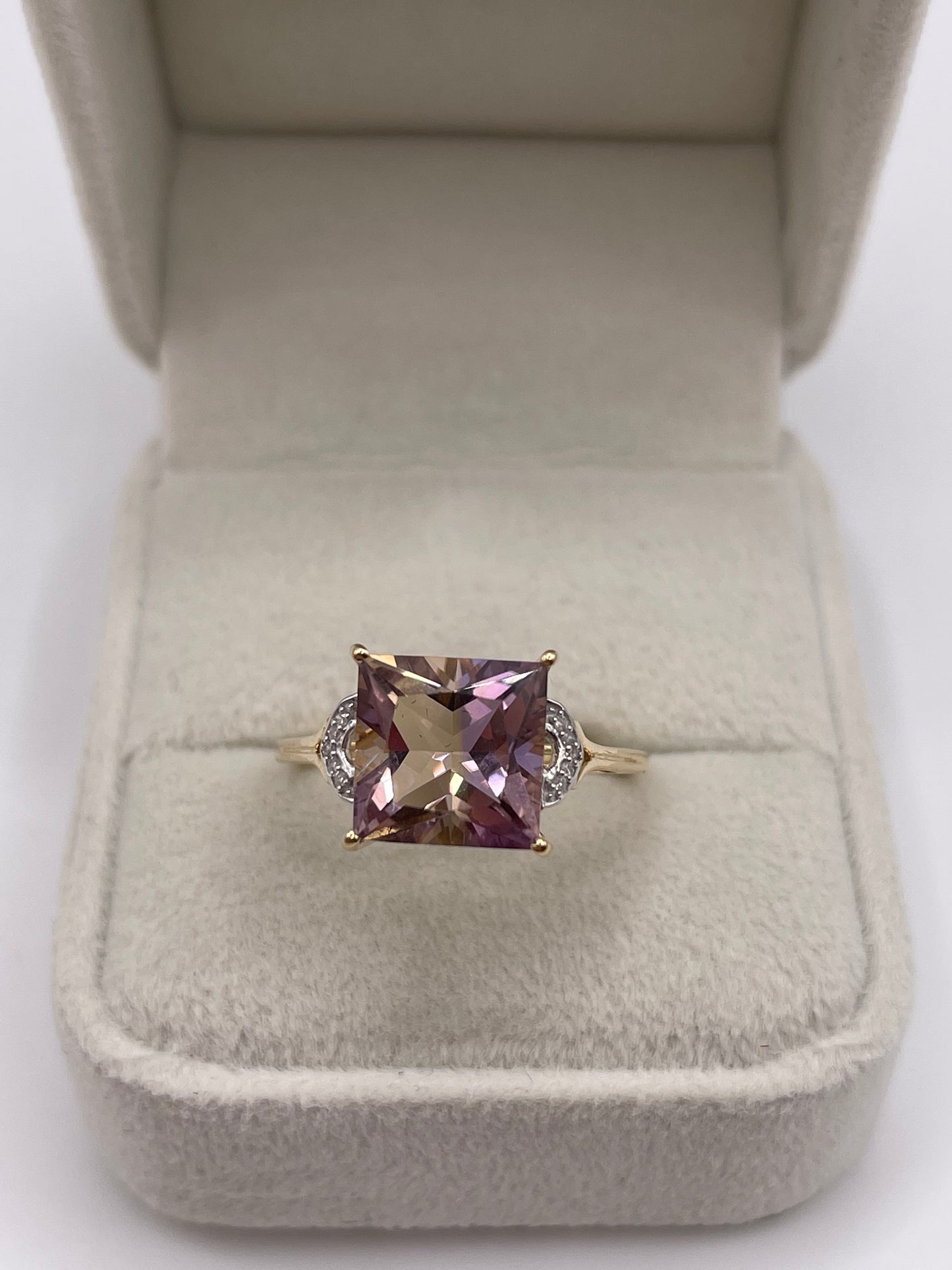 9ct gold ametrine and diamond ring