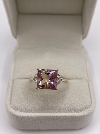 9ct gold ametrine and diamond ring