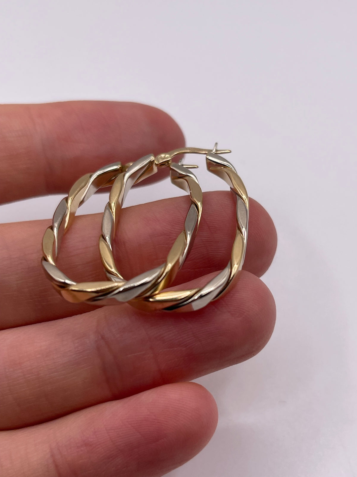 9ct two tone gold creole earrings