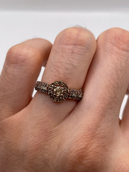9ct rose gold diamond cluster ring