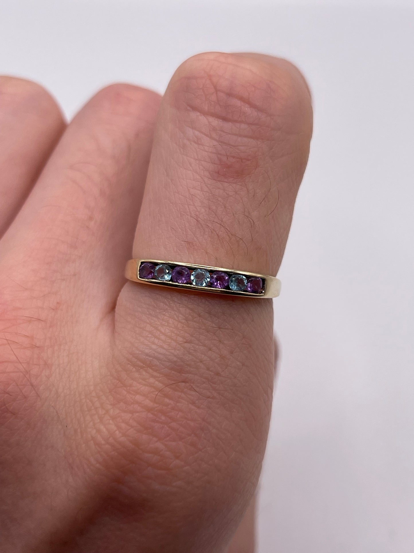 9ct gold amethyst and topaz ring