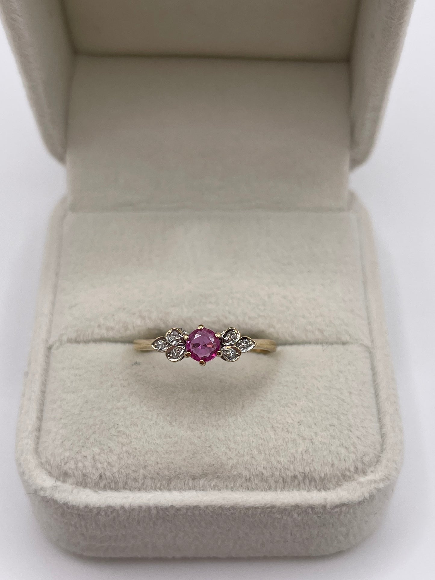 9ct gold ruby and diamond ring