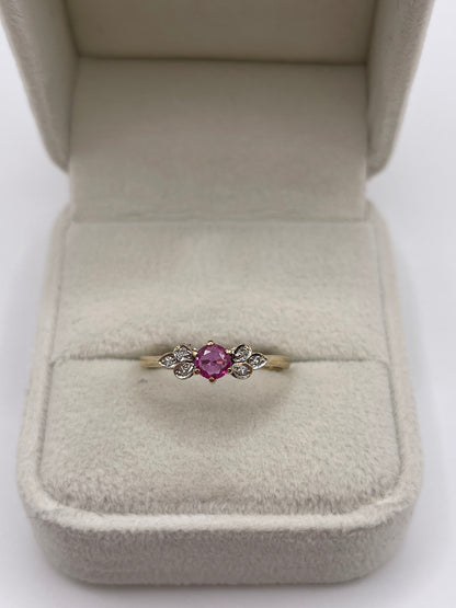 9ct gold ruby and diamond ring