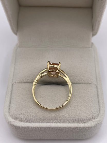 9ct gold morganite and diamond ring
